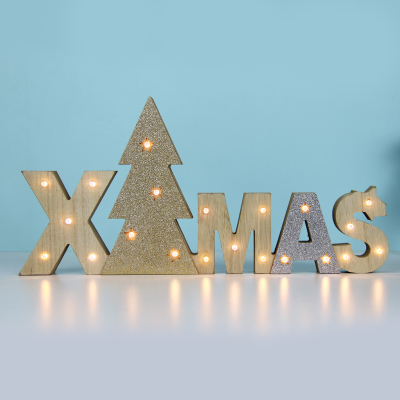 ^ "WOODEN X-MAS" 21 LED WW Λ/ΚΙΑ ΜΠ/ΡΙΕΣ (2AAΑ) IP20 37.5X2.5X18CM  -X05211102